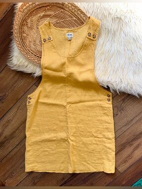 Rhythm Mustard Yellow Linen Positano Dress Overalls Size Medium
